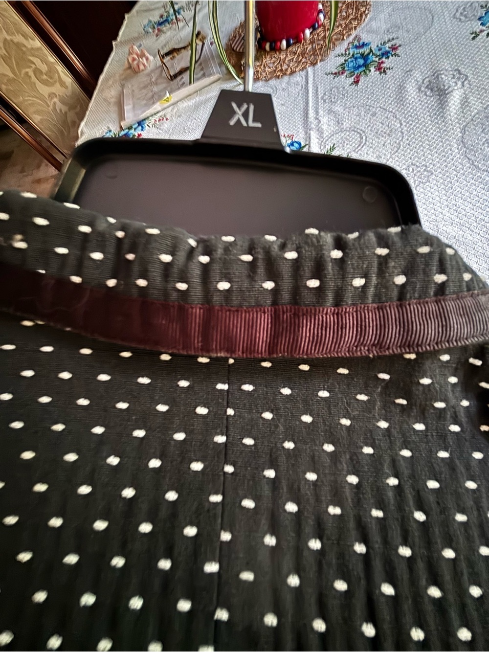 H&M Black Blazer with White Dot Pattern and Ribbon Trim - Picture 3 of 7